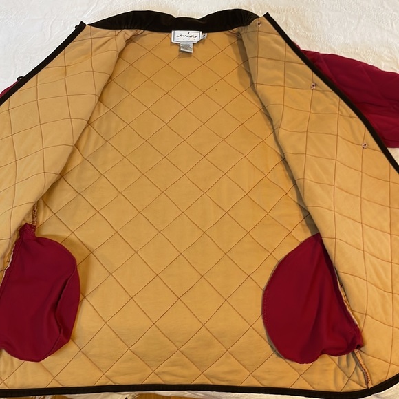 Mia Nola Medium Red Cranberry Jacket Coat cotton blend spandex Quilted - Picture 6 of 11